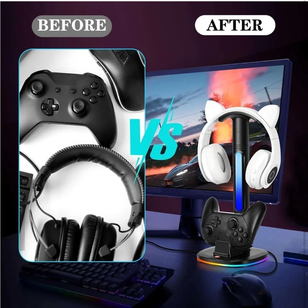 Black Charging Stand for Gaming Headphones and Controller